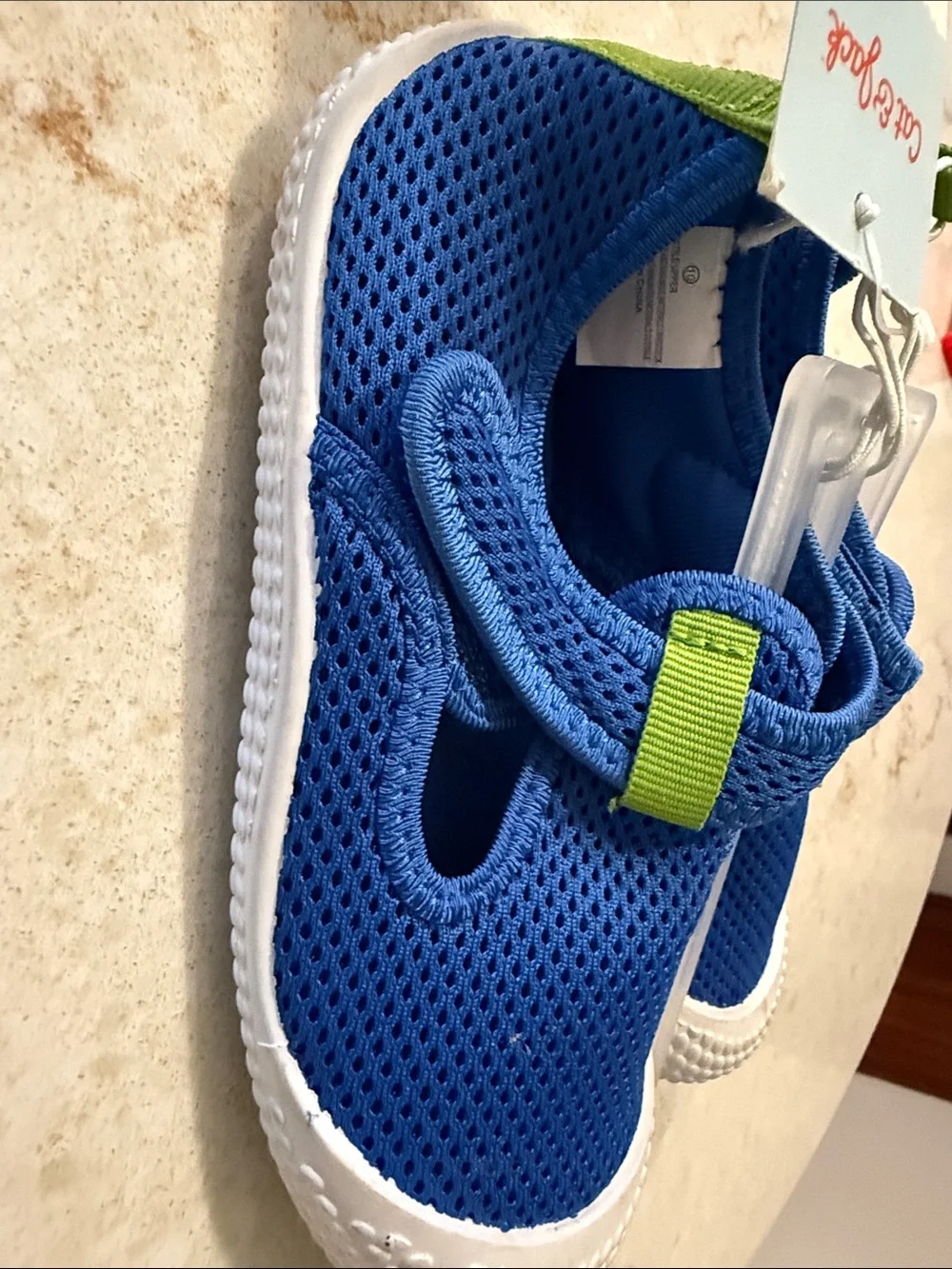 Cat & Jack Blue Mesh Water Shoes with Lime Detail